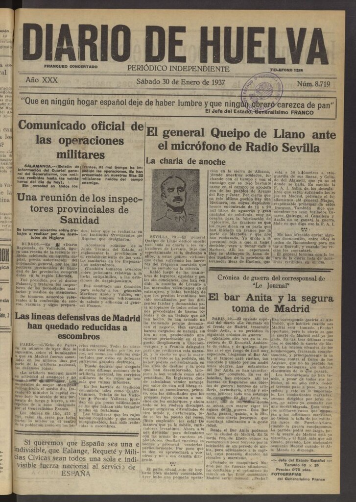 Miniatura de Diario de Huelva : periódico independiente del 30 de enero de 1937