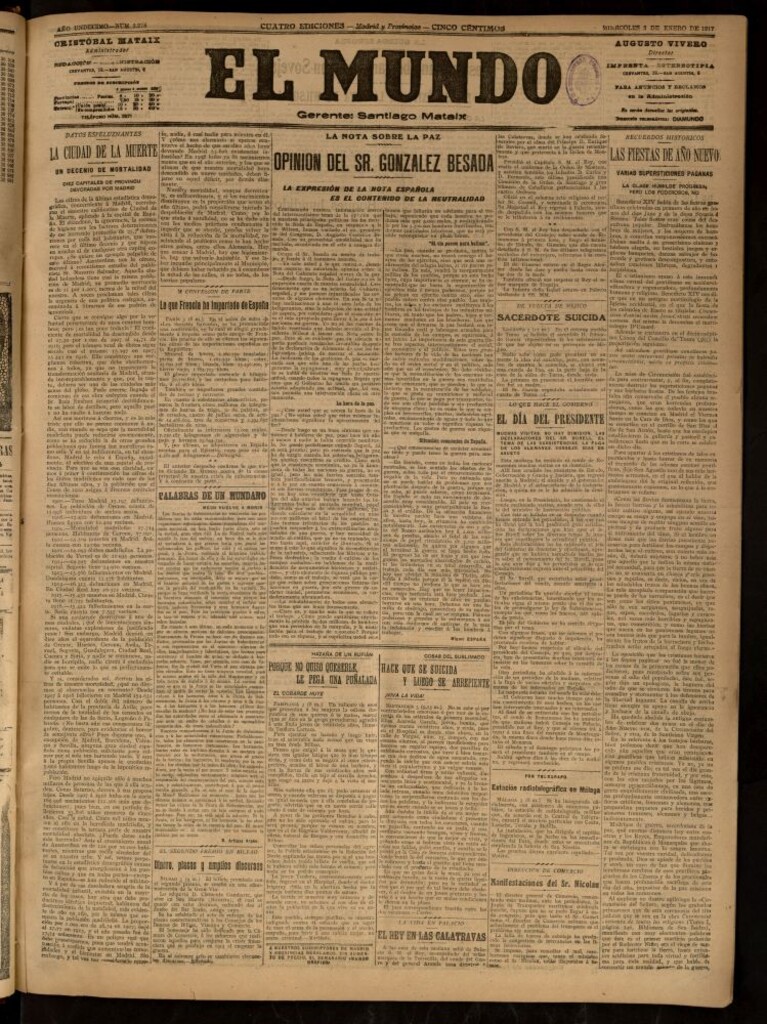 Miniatura de El Mundo del 3 de enero de 1917