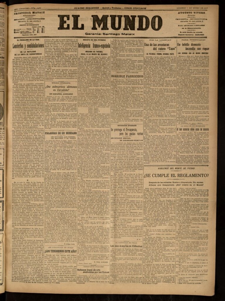 Miniatura de El Mundo del 7 de enero de 1917