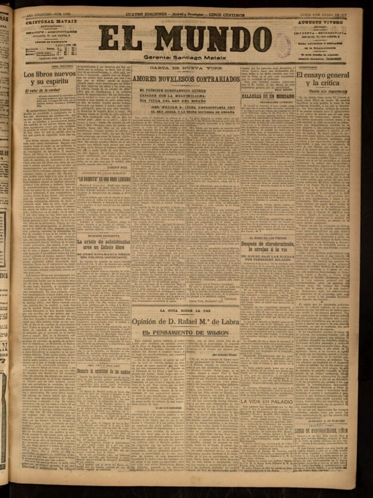 Miniatura de El Mundo del 8 de enero de 1917