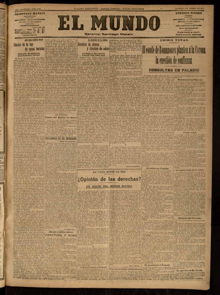 Miniatura de El Mundo del 9 de enero de 1917