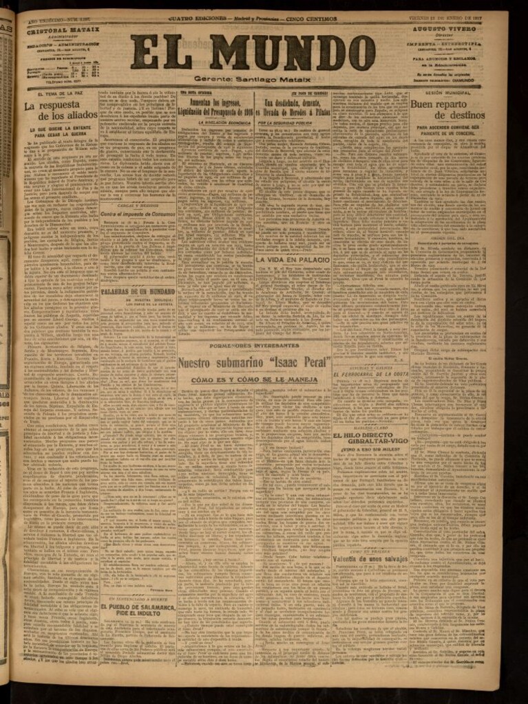 Miniatura de El Mundo del 12 de enero de 1917
