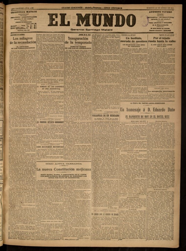 Miniatura de El Mundo del 14 de enero de 1917