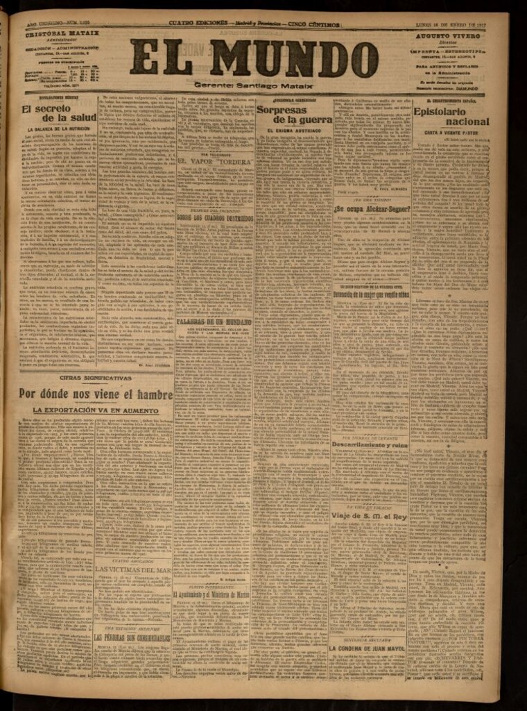 Miniatura de El Mundo del 15 de enero de 1917