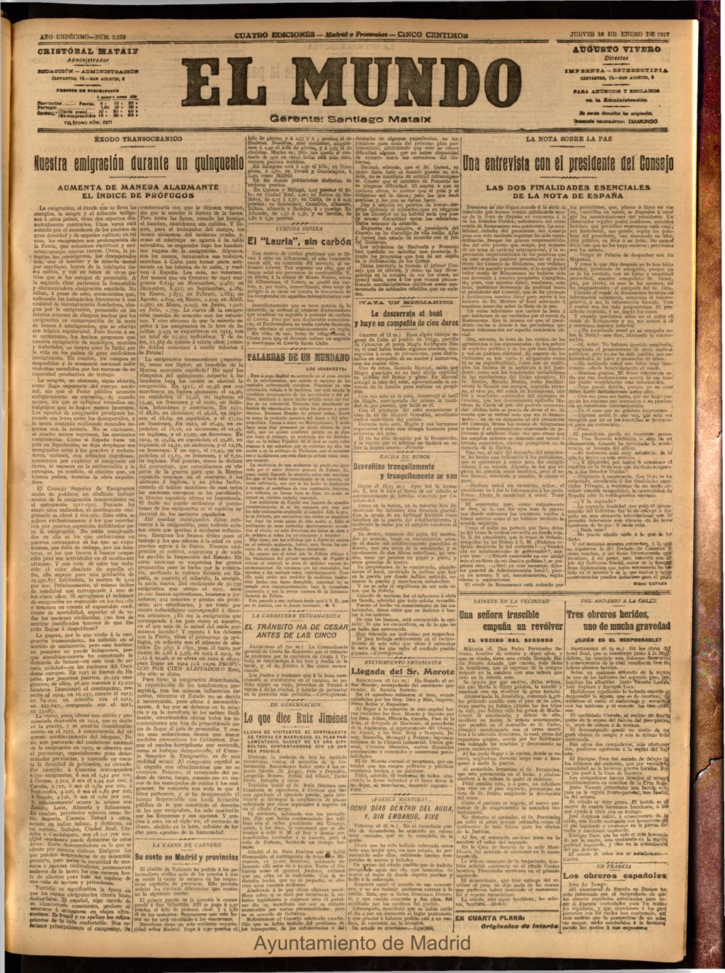 Miniatura de El Mundo del 18 de enero de 1917