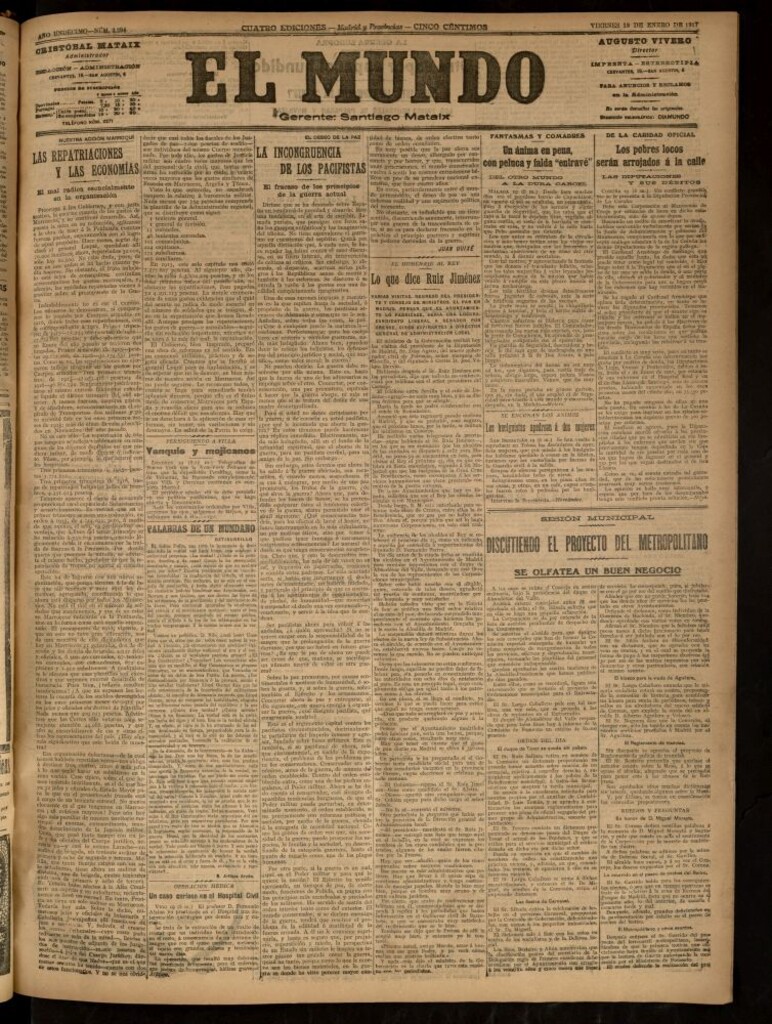 Miniatura de El Mundo del 19 de enero de 1917