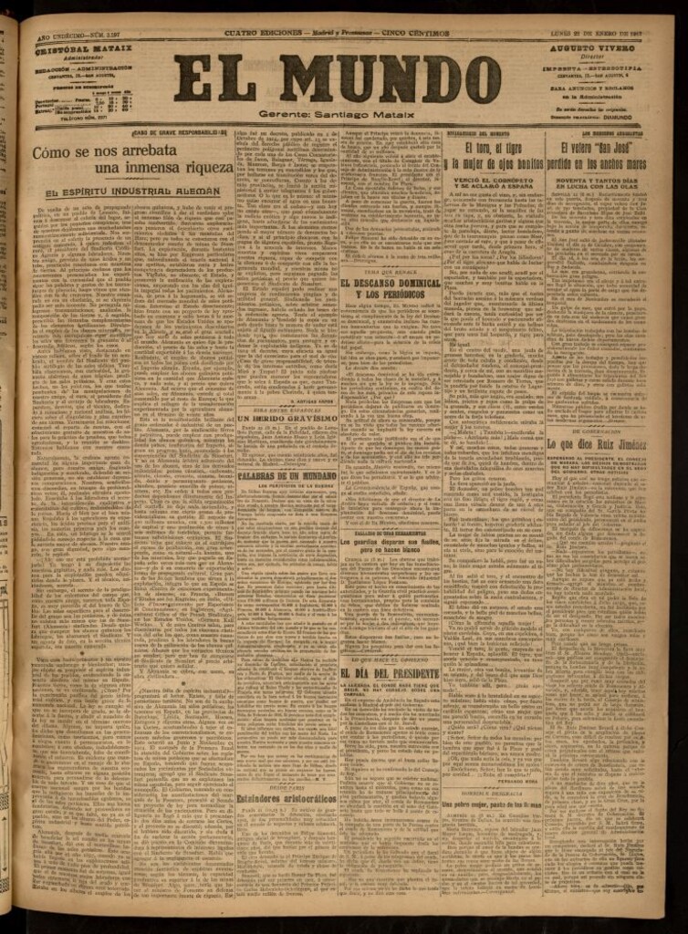Miniatura de El Mundo del 22 de enero de 1917