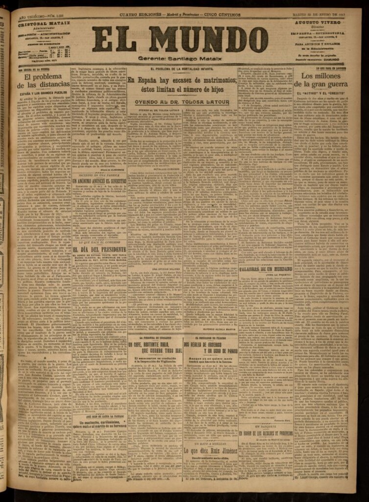 Miniatura de El Mundo del 23 de enero de 1917
