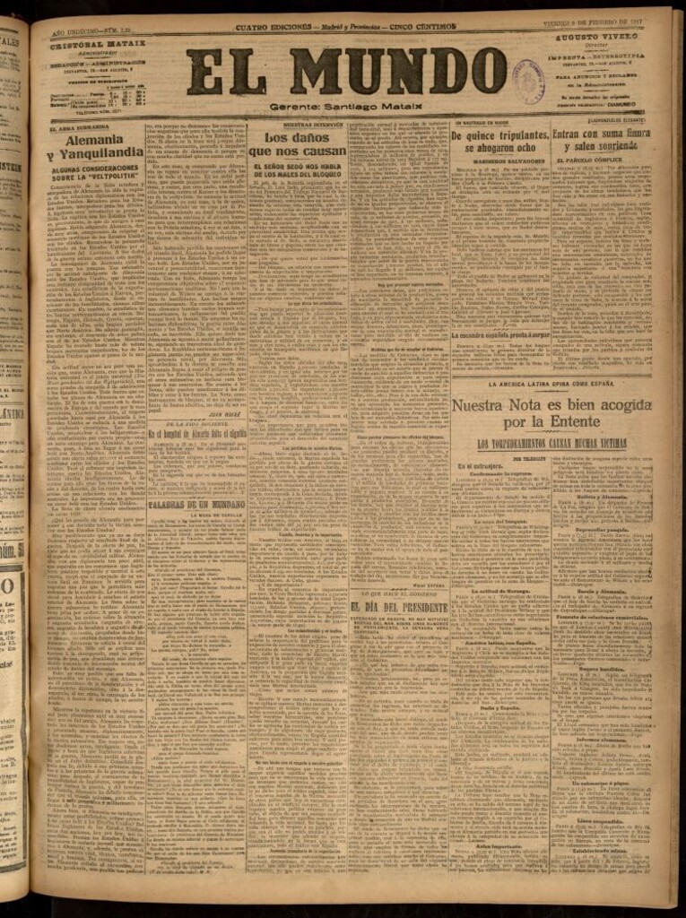 Miniatura de El Mundo del 9 de febrero de 1917
