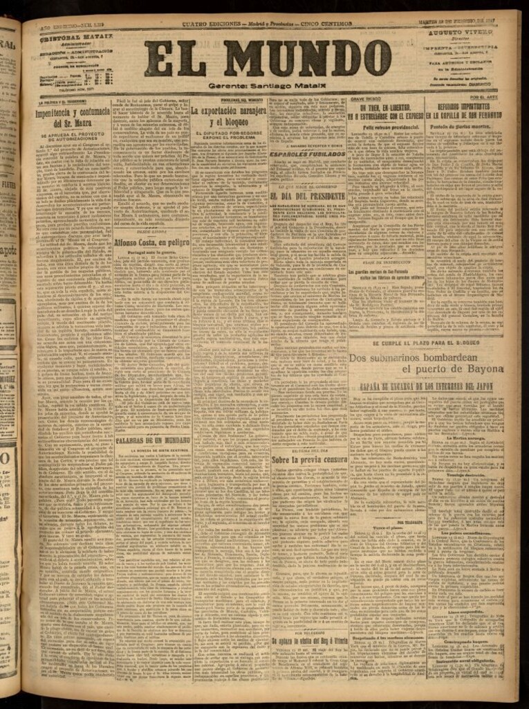 Miniatura de El Mundo del 13 de febrero de 1917