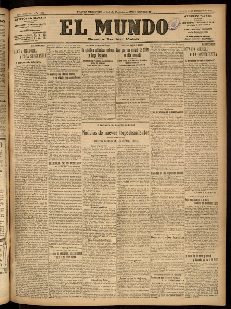 Miniatura de El Mundo del 18 de febrero de 1917