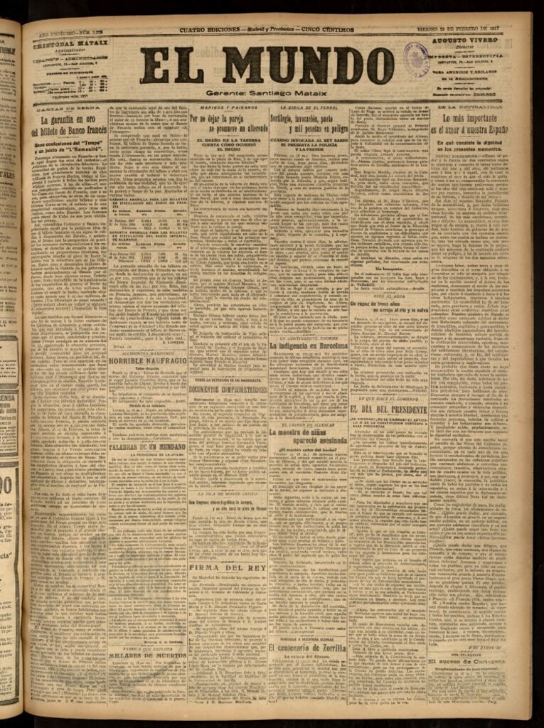 Miniatura de El Mundo del 23 de febrero de 1917