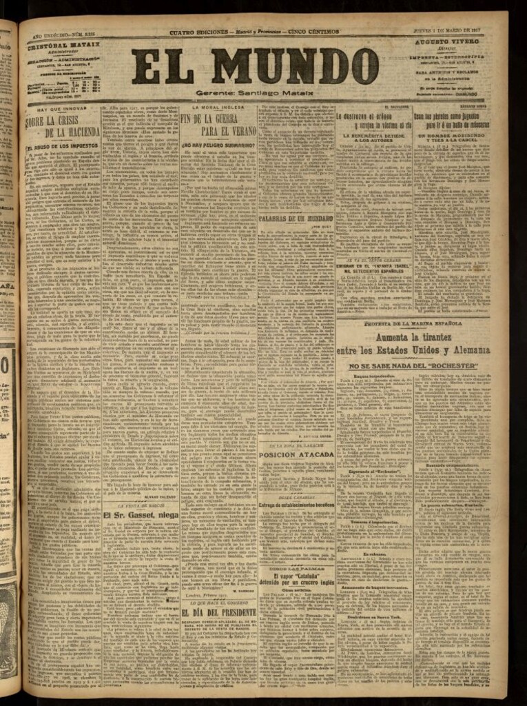 Miniatura de El Mundo del 1 de marzo de 1917