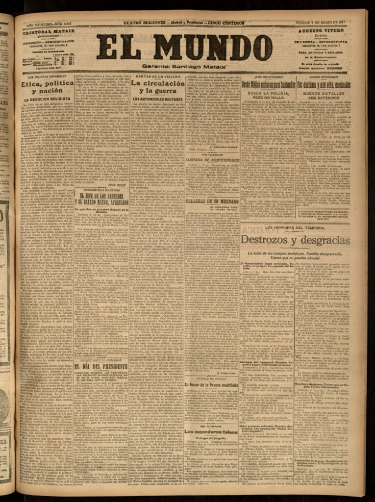 Miniatura de El Mundo del 9 de marzo de 1917