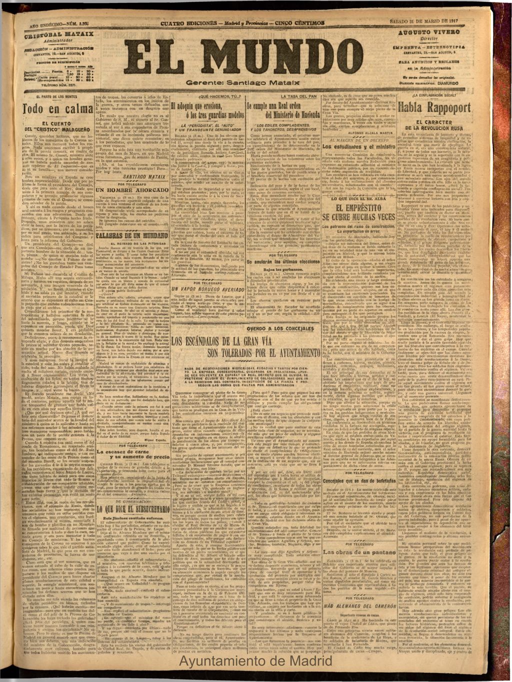 Miniatura de El Mundo del 31 de marzo de 1917