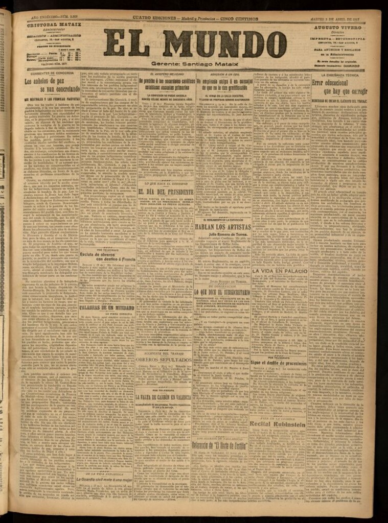 Miniatura de El Mundo del 3 de abril de 1917