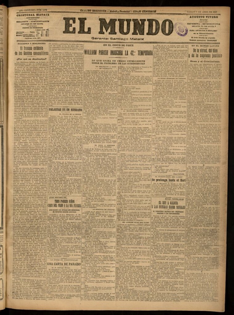 Miniatura de El Mundo del 7 de abril de 1917