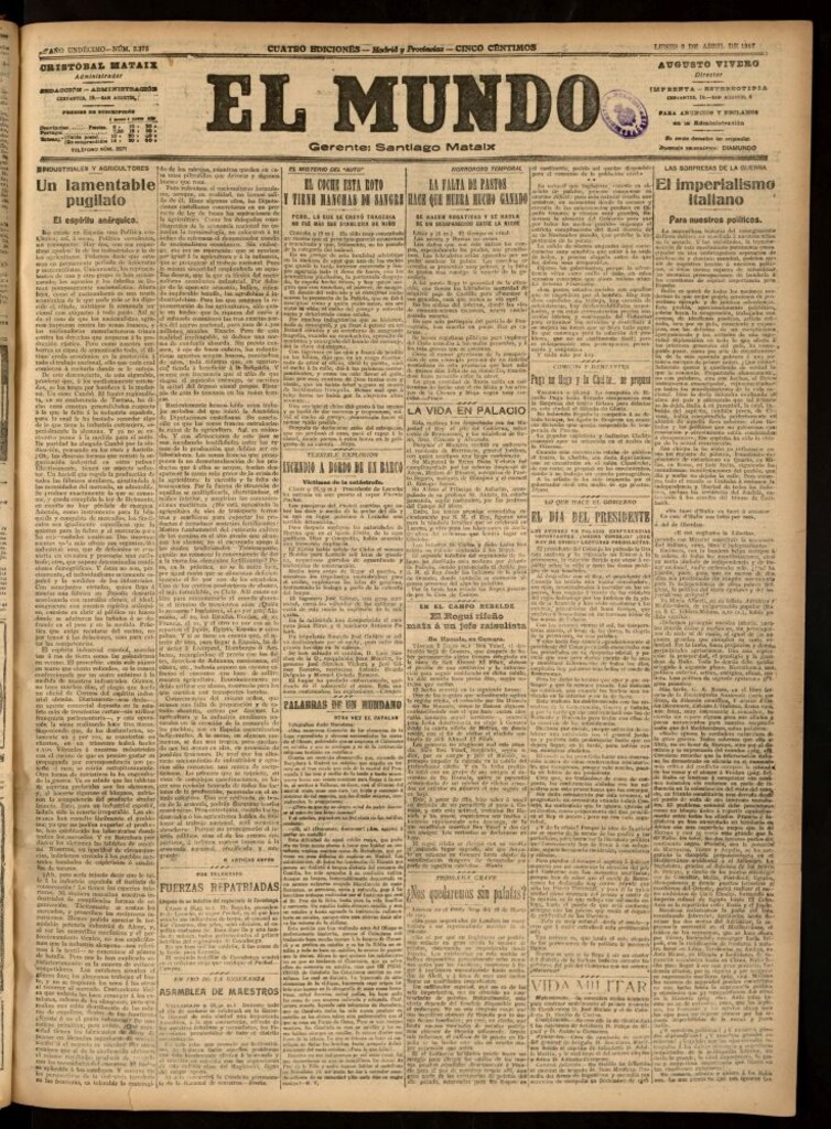 Miniatura de El Mundo del 9 de abril de 1917