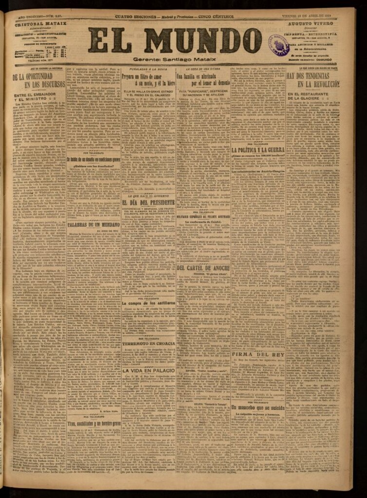 Miniatura de El Mundo del 13 de abril de 1917