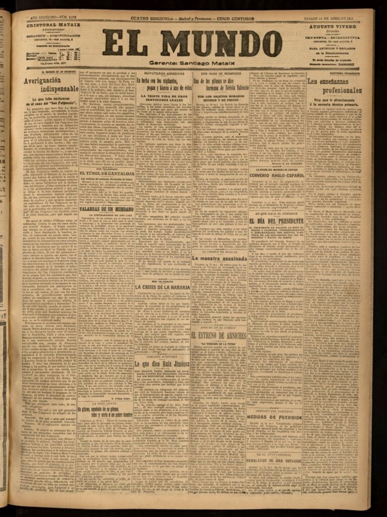 Miniatura de El Mundo del 14 de abril de 1917
