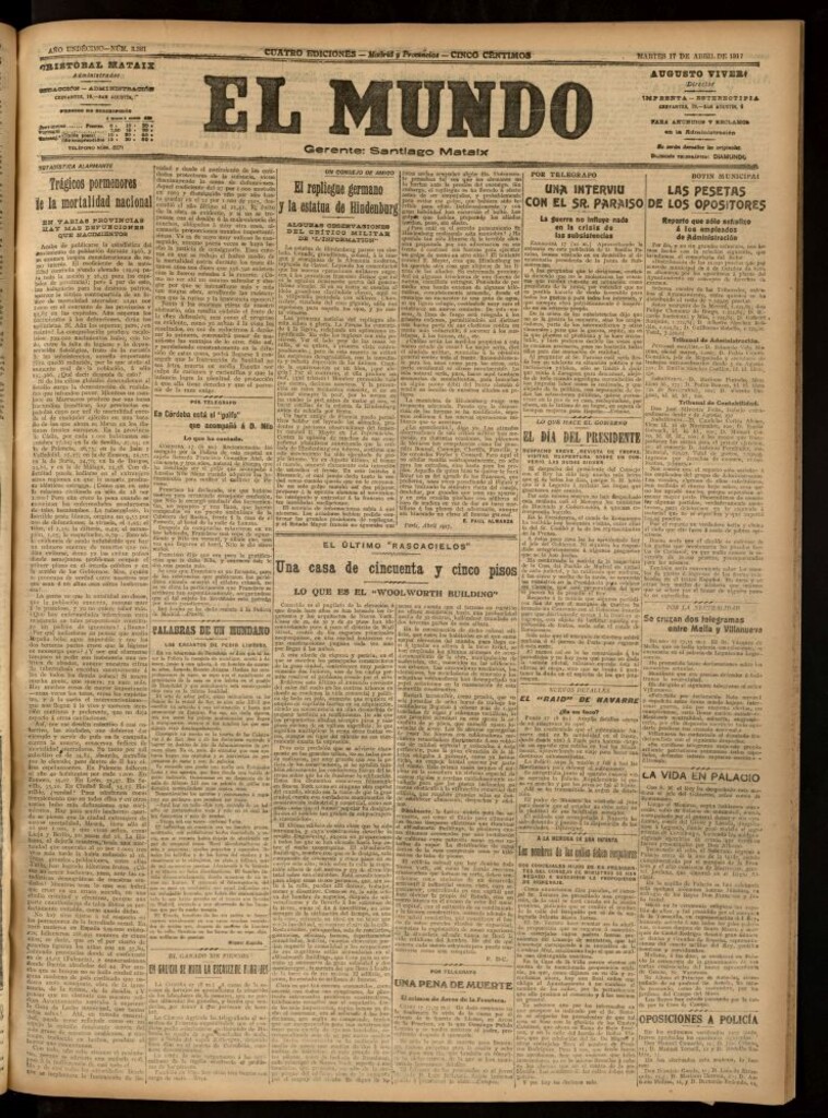 Miniatura de El Mundo del 17 de abril de 1917