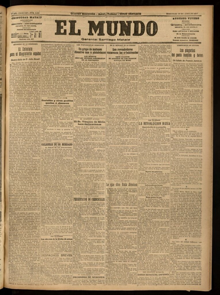 Miniatura de El Mundo del 18 de abril de 1917