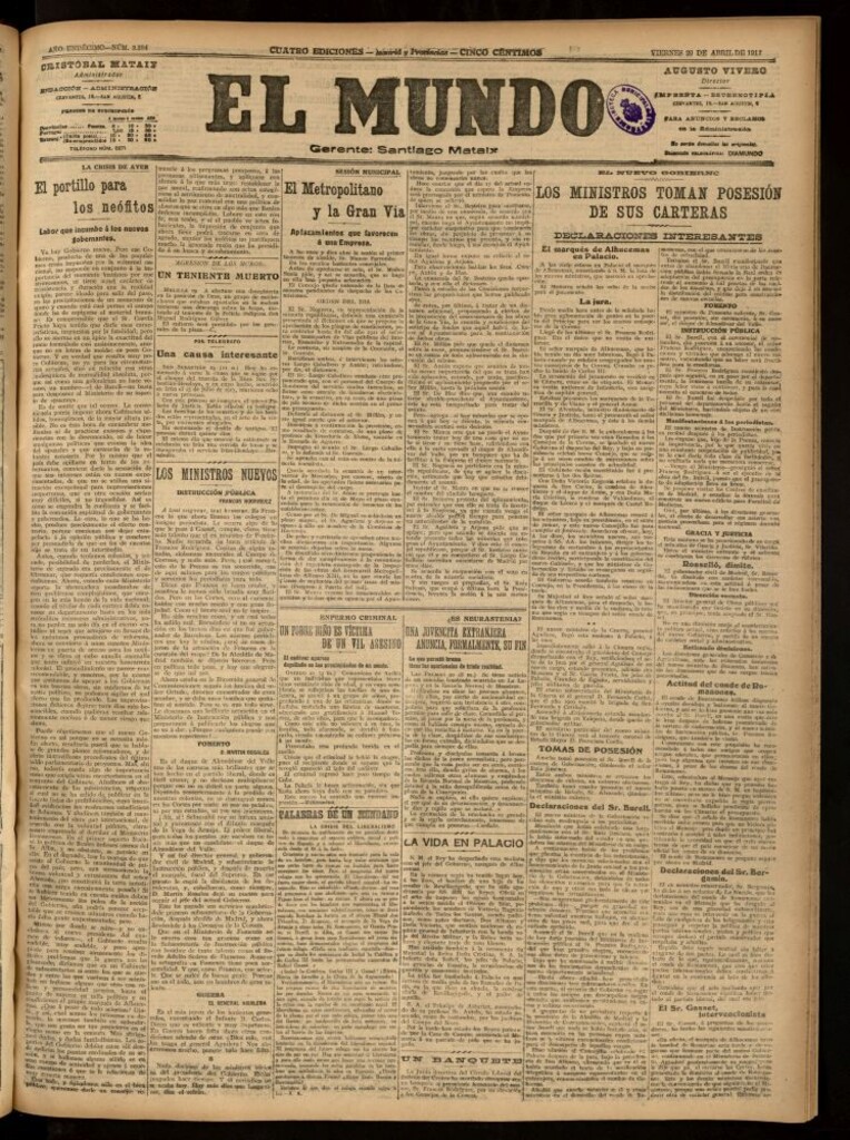 Miniatura de El Mundo del 20 de abril de 1917