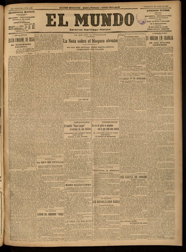 Miniatura de El Mundo del 27 de abril de 1917