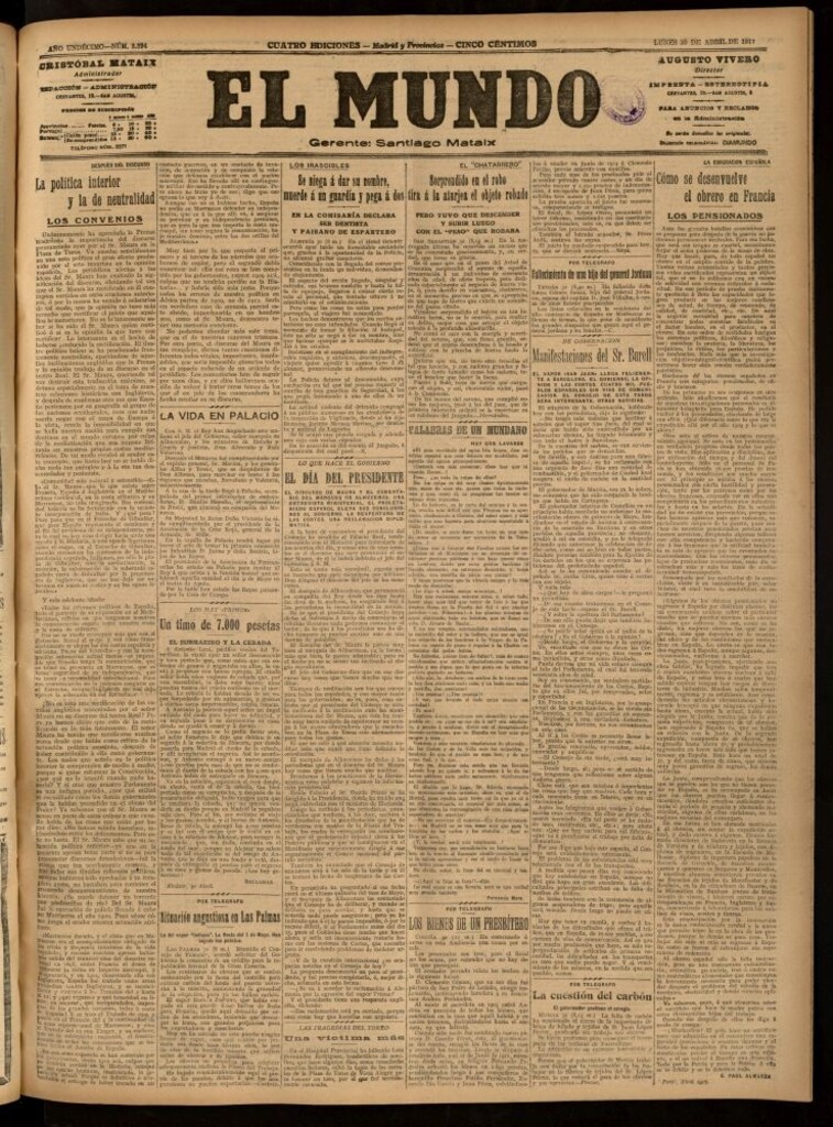 Miniatura de El Mundo del 30 de abril de 1917
