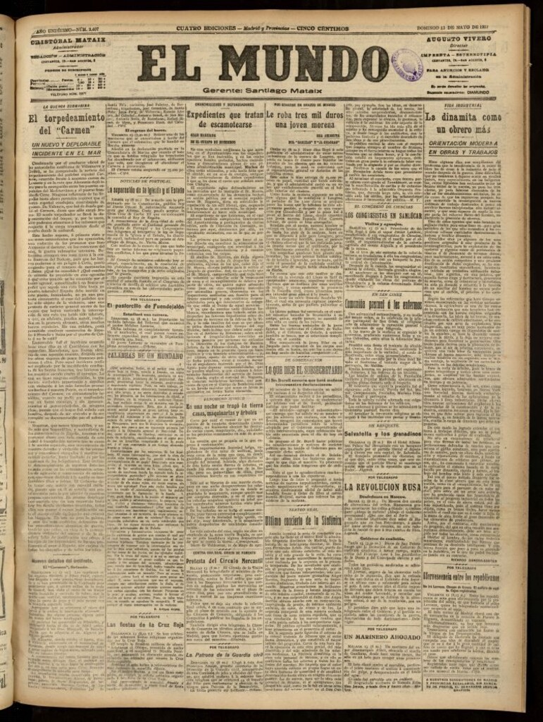 Miniatura de El Mundo del 13 de mayo de 1917