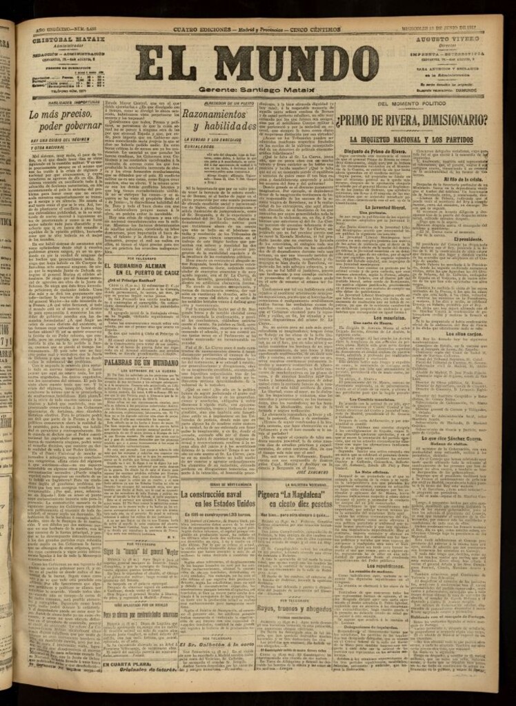 Miniatura de El Mundo del 13 de junio de 1917