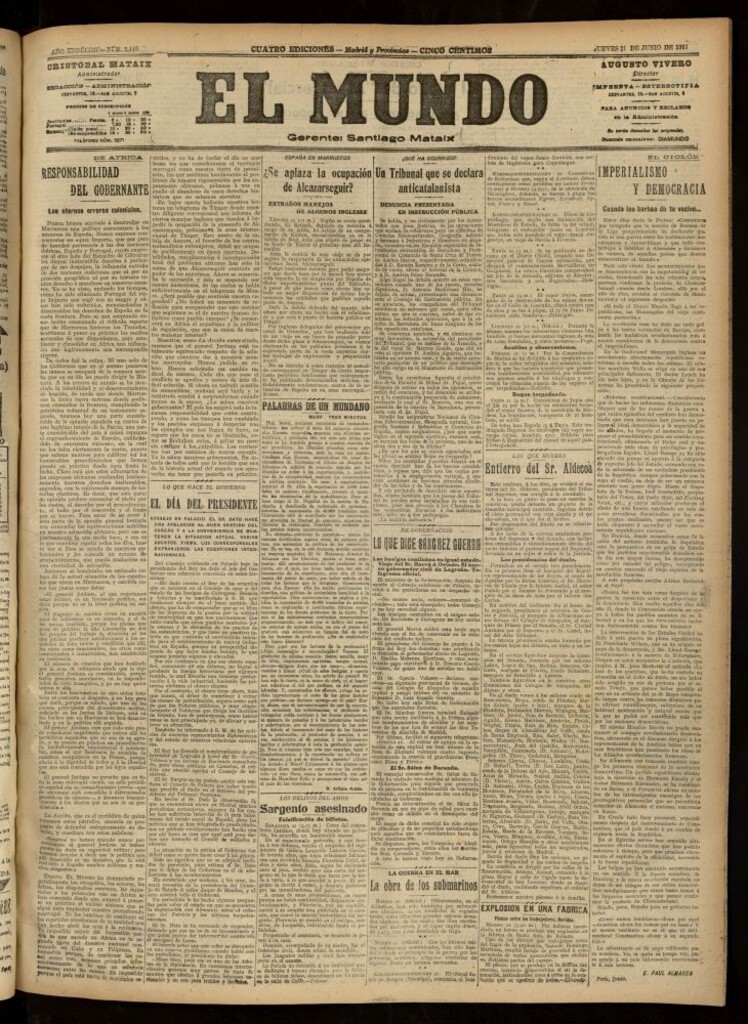 Miniatura de El Mundo del 21 de junio de 1917