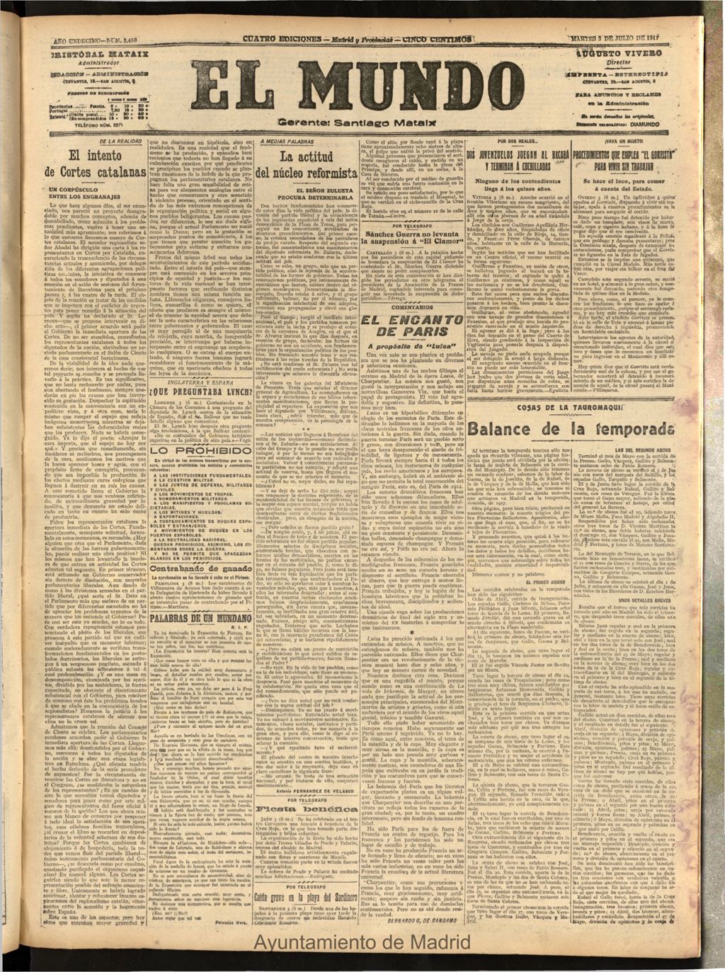Miniatura de El Mundo del 3 de julio de 1917