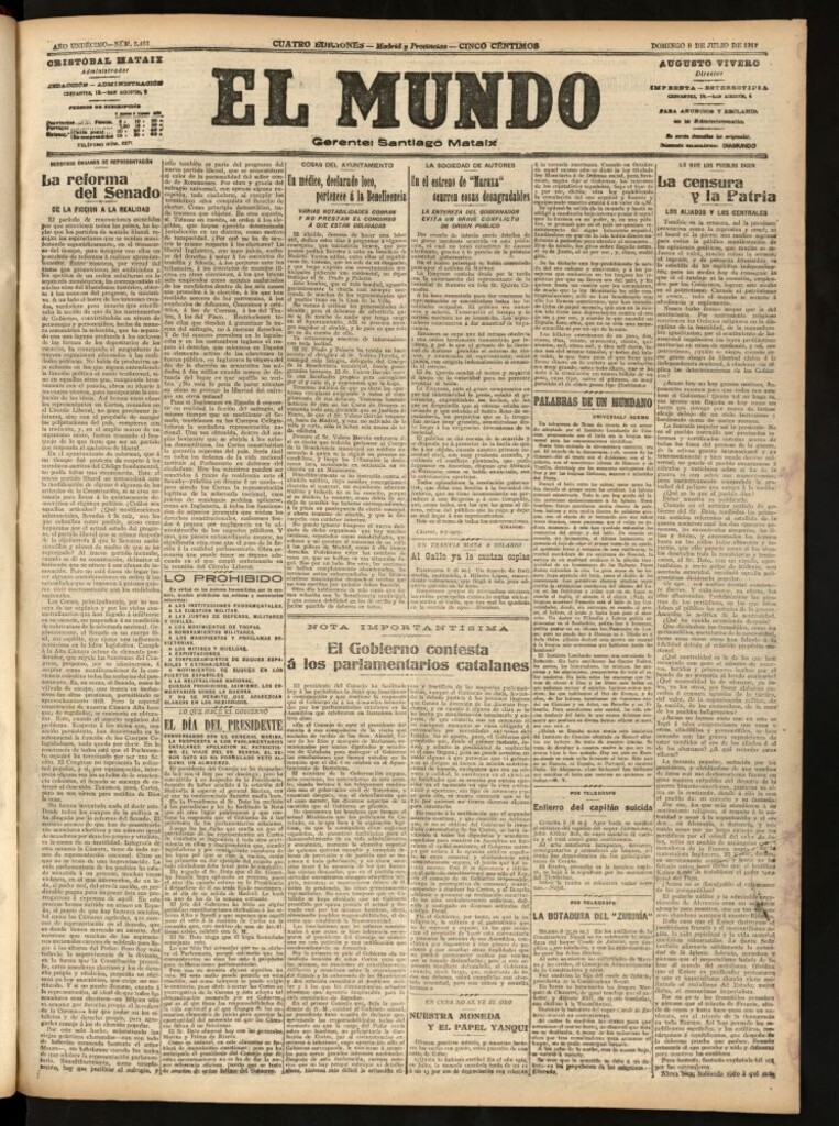 Miniatura de El Mundo del 8 de julio de 1917