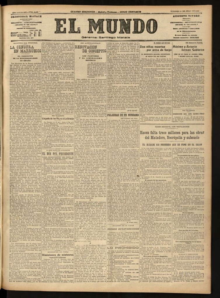 Miniatura de El Mundo del 13 de julio de 1917