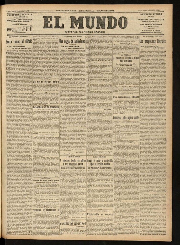 Miniatura de El Mundo del 17 de julio de 1917
