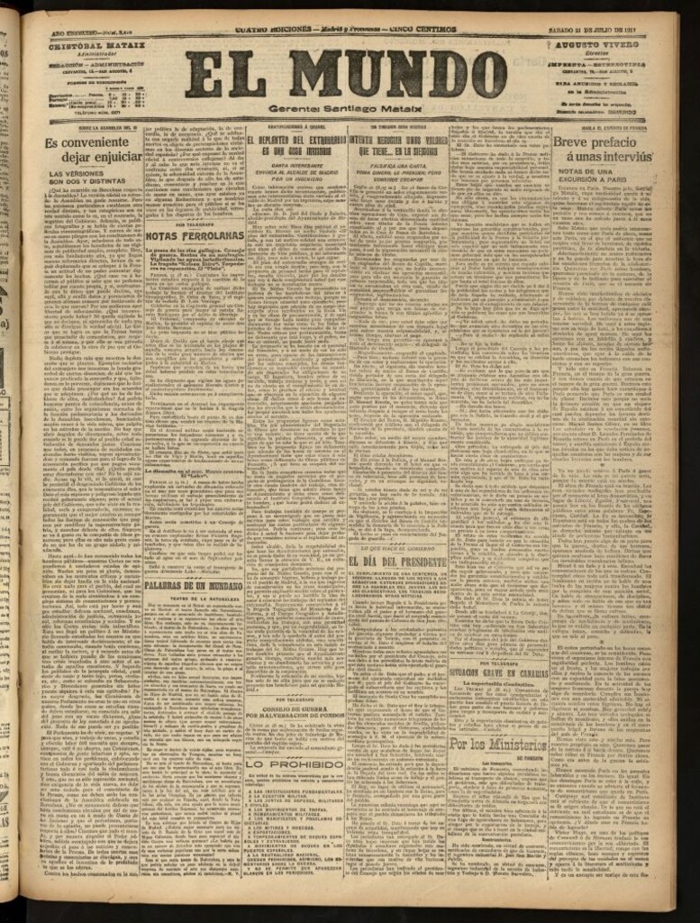Miniatura de El Mundo del 21 de julio de 1917