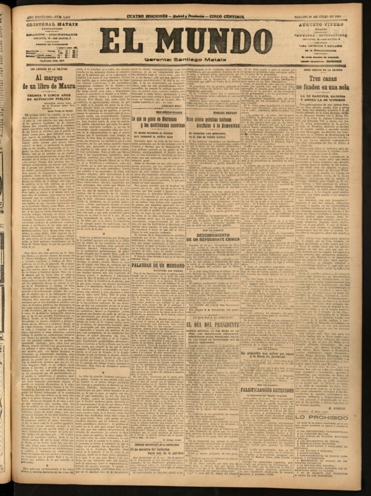 Miniatura de El Mundo del 28 de julio de 1917