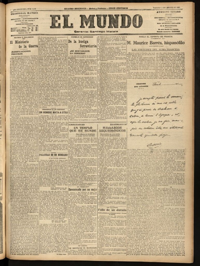 Miniatura de El Mundo del 3 de agosto de 1917