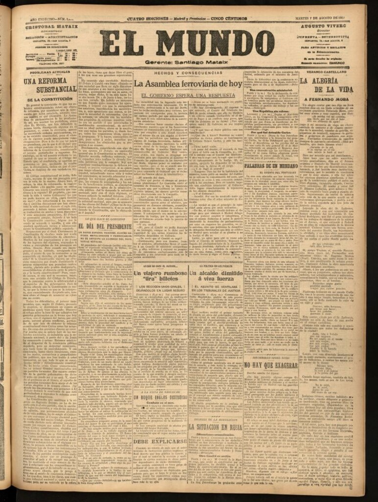Miniatura de El Mundo del 7 de agosto de 1917