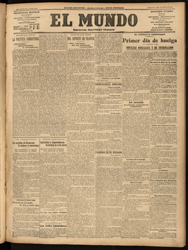 Miniatura de El Mundo del 11 de agosto de 1917