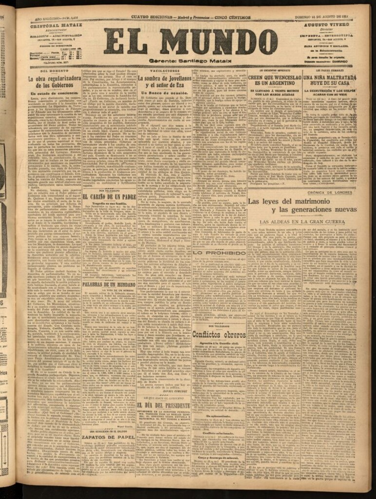 Miniatura de El Mundo del 12 de agosto de 1917