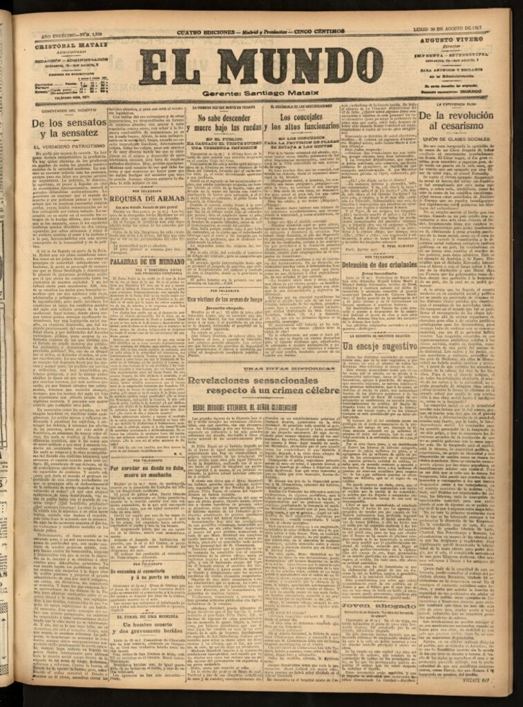 Miniatura de El Mundo del 20 de agosto de 1917