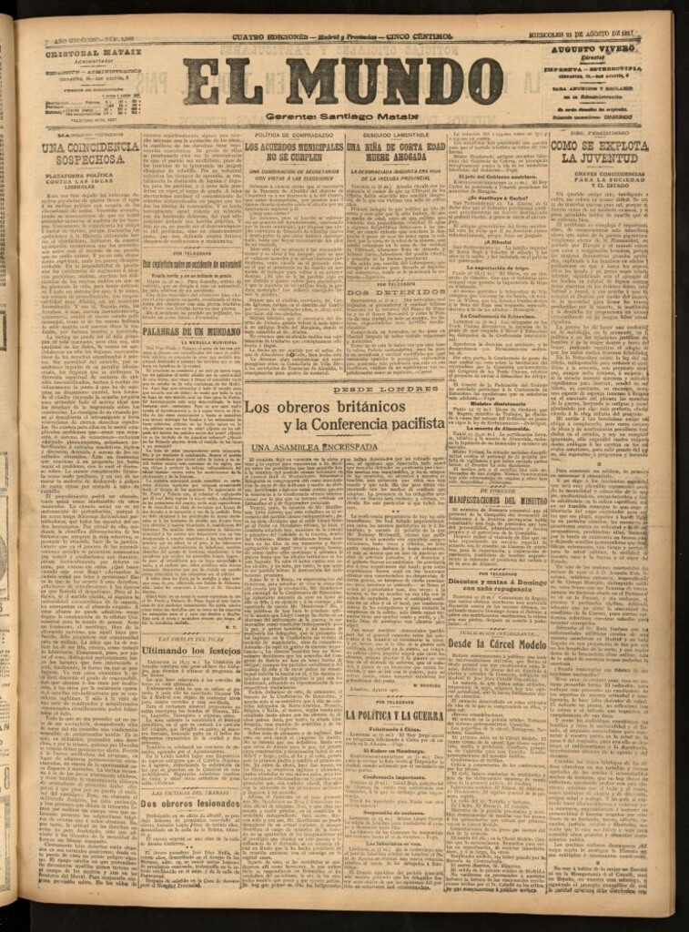 Miniatura de El Mundo del 22 de agosto de 1917