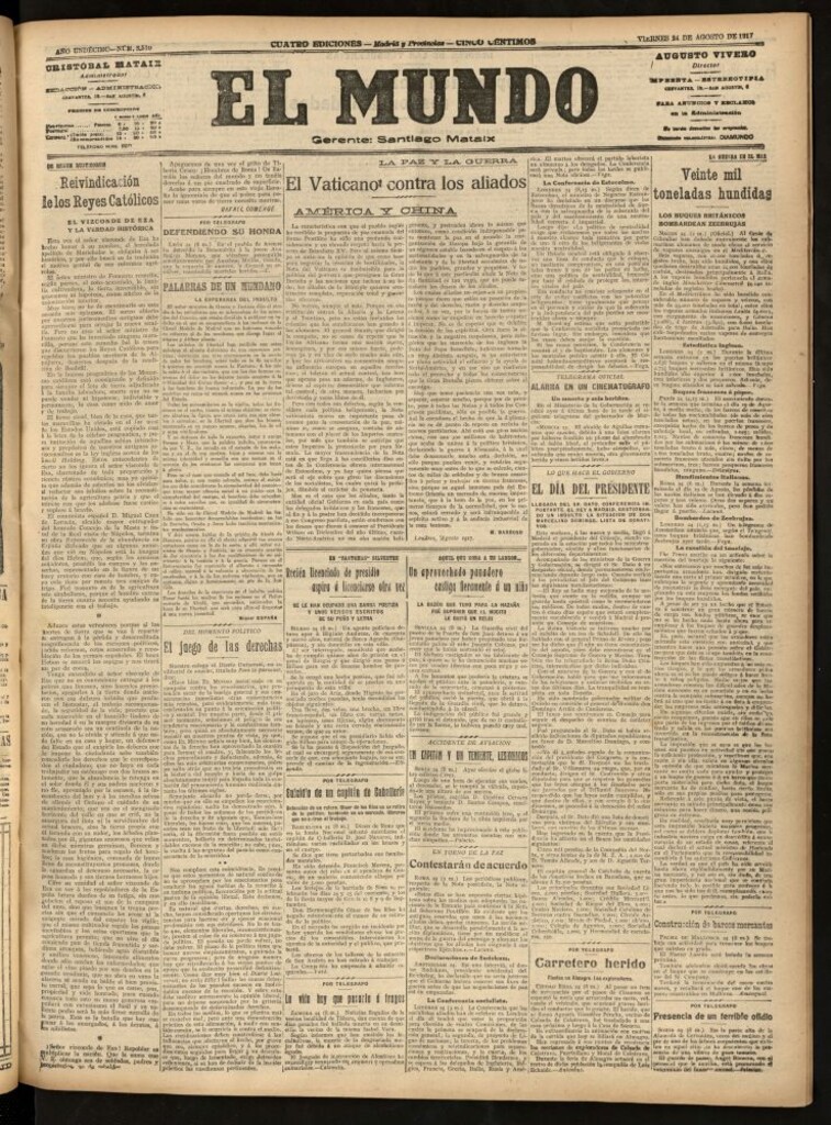 Miniatura de El Mundo del 24 de agosto de 1917