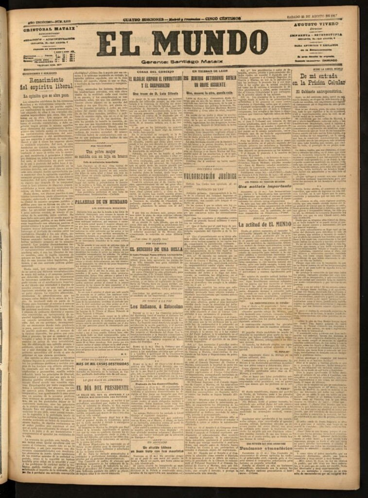 Miniatura de El Mundo del 25 de agosto de 1917