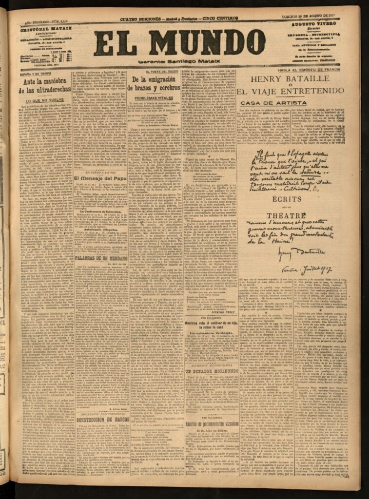 Miniatura de El Mundo del 26 de agosto de 1917