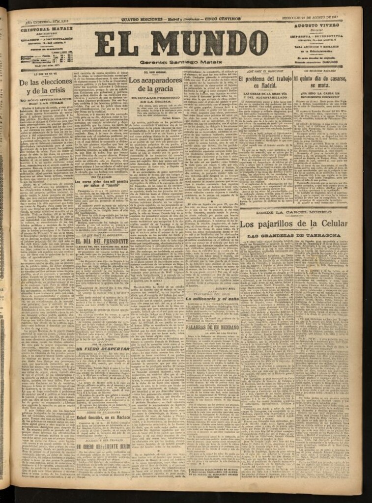 Miniatura de El Mundo del 29 de agosto de 1917