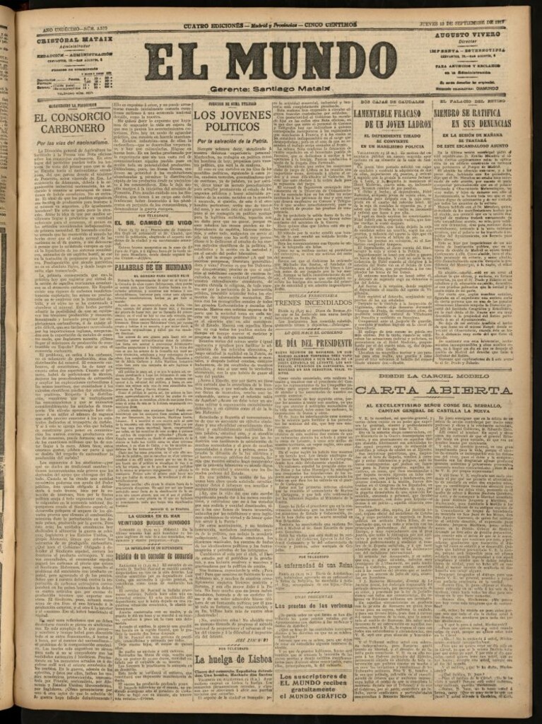 Miniatura de El Mundo del 13 de septiembre de 1917