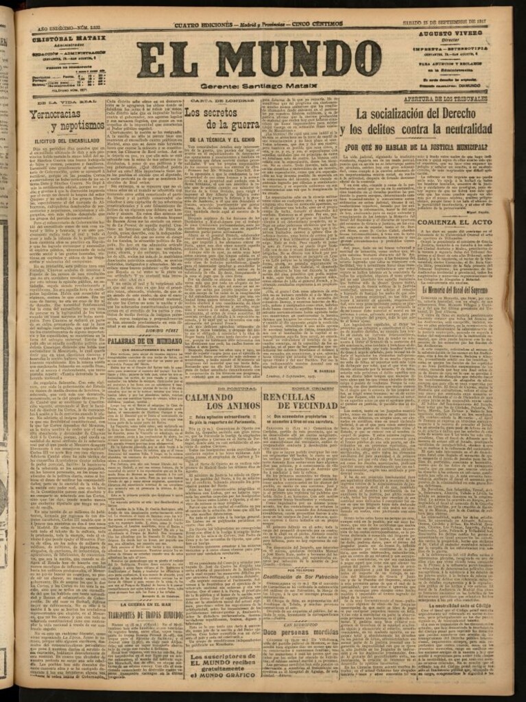 Miniatura de El Mundo del 15 de septiembre de 1917